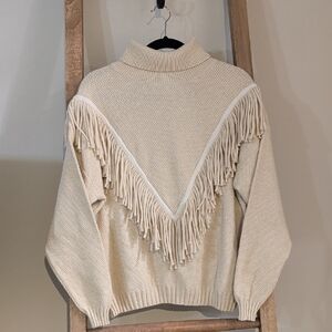 Fringed Cream Sweater